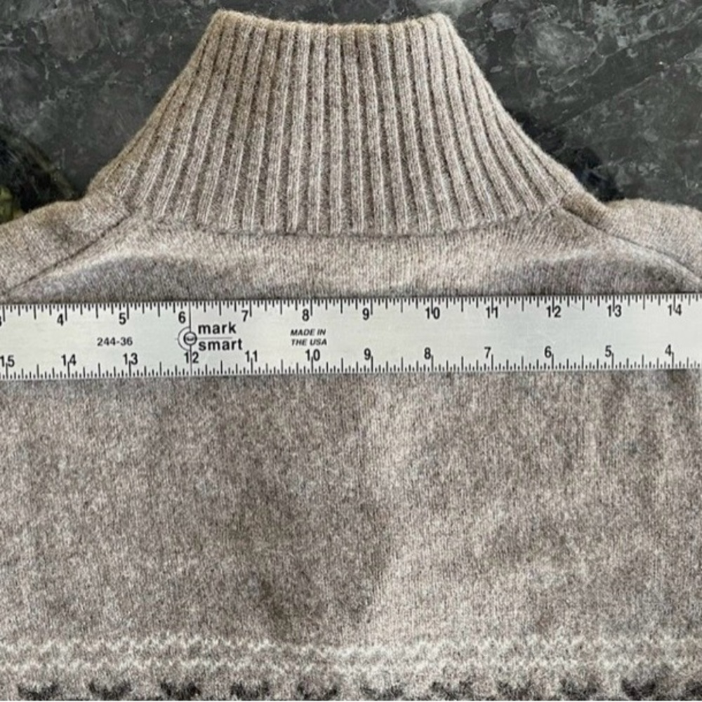 Vintage J. Crew 100% Lambs Wool Sweater Quarter Zip Sweater Nordic Fair Isle - Picture 9 of 11
